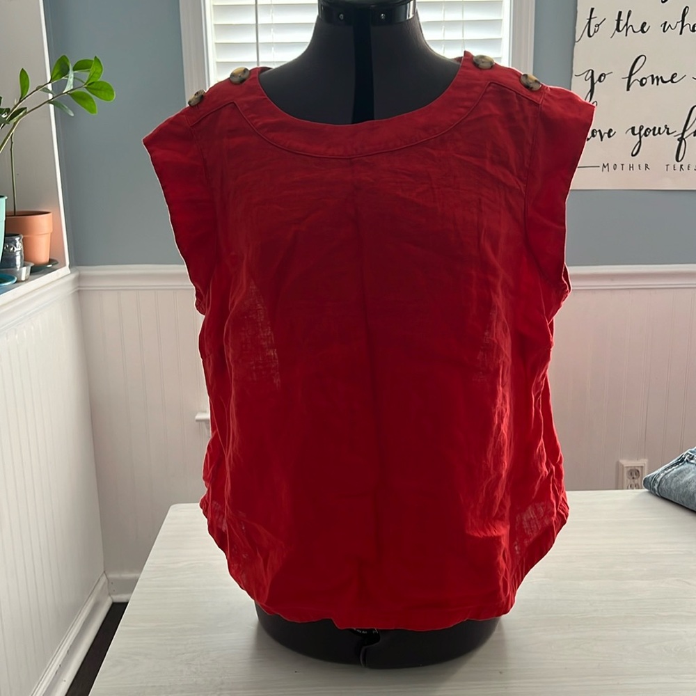 Boden Linen cap sleeve tank top